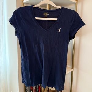 Polo Ralph Lauren Women's Dark Blue V-Neck Tee